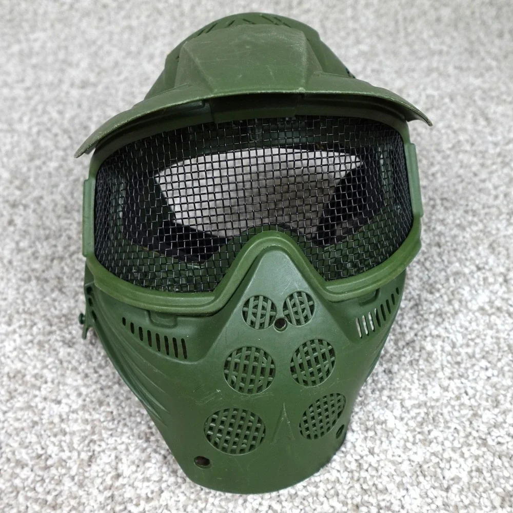Green Airsoft Tactical Full Face Mask Protective Gear with Mesh Eye Protection